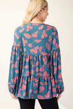 Celeste Full Size Tiered Floral V-Neck Long Sleeve Blouse - Trendsi - Flyclothing LLC