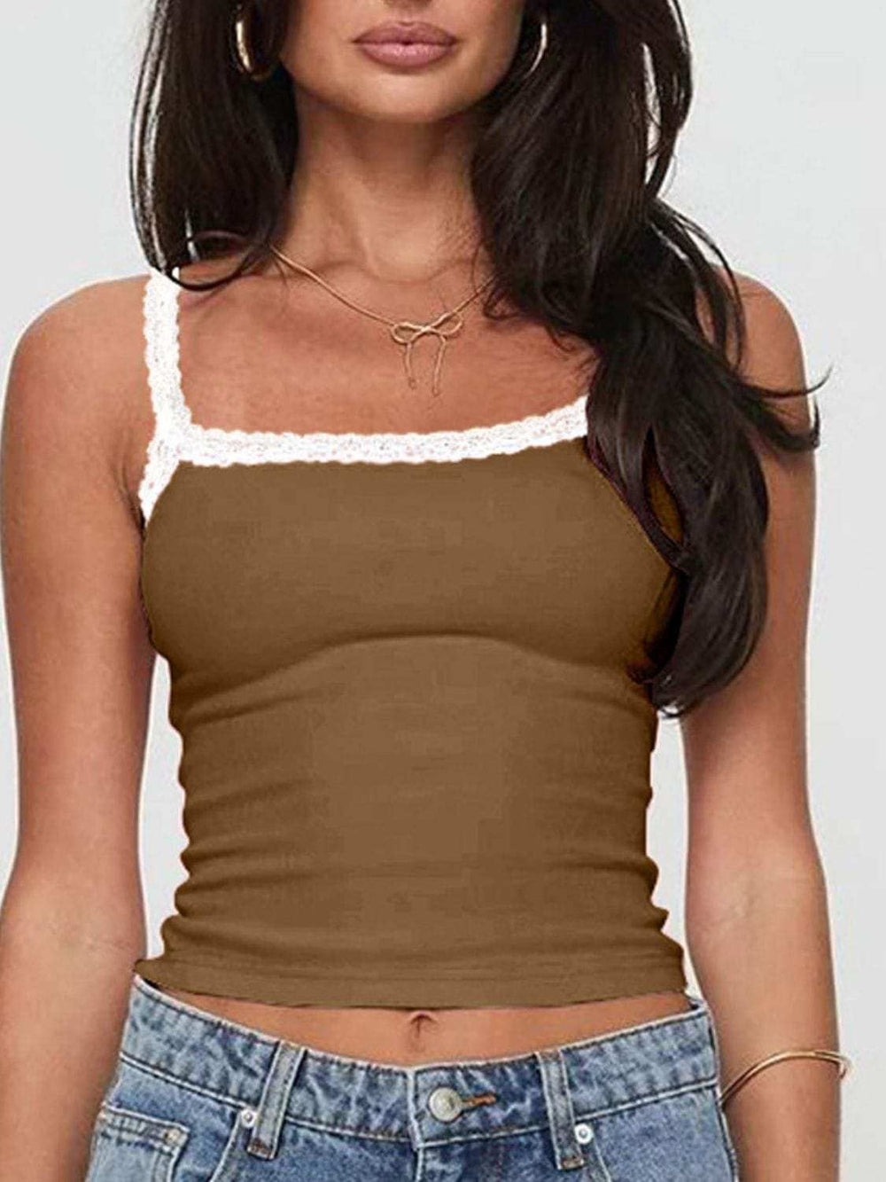 Lace Detail Cropped Cami - Trendsi - Flyclothing LLC