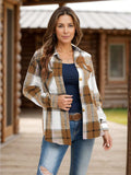 Full Size Pocketed Plaid Collared Neck Shacket - Trendsi - Flyclothing LLC