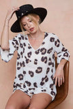 BiBi Leopard Printed V Neck Woven Top with Ruffled - Trendsi - Flyclothing LLC