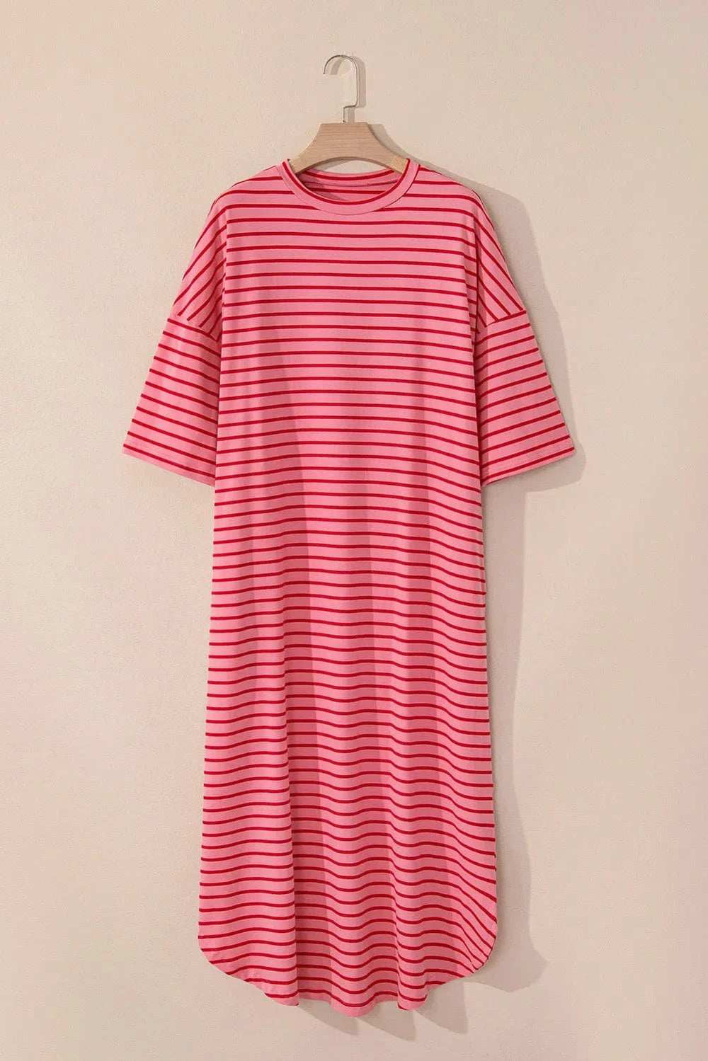 Pocketed Striped Half Sleeve Tee Dress - Trendsi - Flyclothing LLC