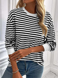 Ivy Lane Striped Round Neck Long Sleeve Sweatshirt - Trendsi - Flyclothing LLC