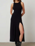 Side Slit Round Neck Sleeveless Dress - Trendsi - Flyclothing LLC