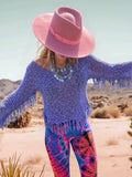 Tassel Boat Neck Knit Cover Up - Trendsi - Flyclothing LLC