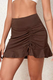 Ruched Elastic Waist Swim Skirt - Trendsi - Flyclothing LLC
