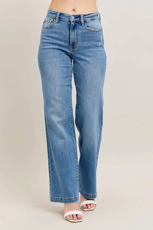 Judy Blue Full Size High Waist Straight Jeans Plus Size - Trendsi - Flyclothing LLC