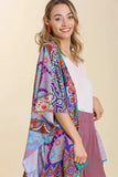 Umgee Full Size Mixed Print Ruffle Hem Open Front Cover Up Plus Size - Trendsi - Flyclothing LLC