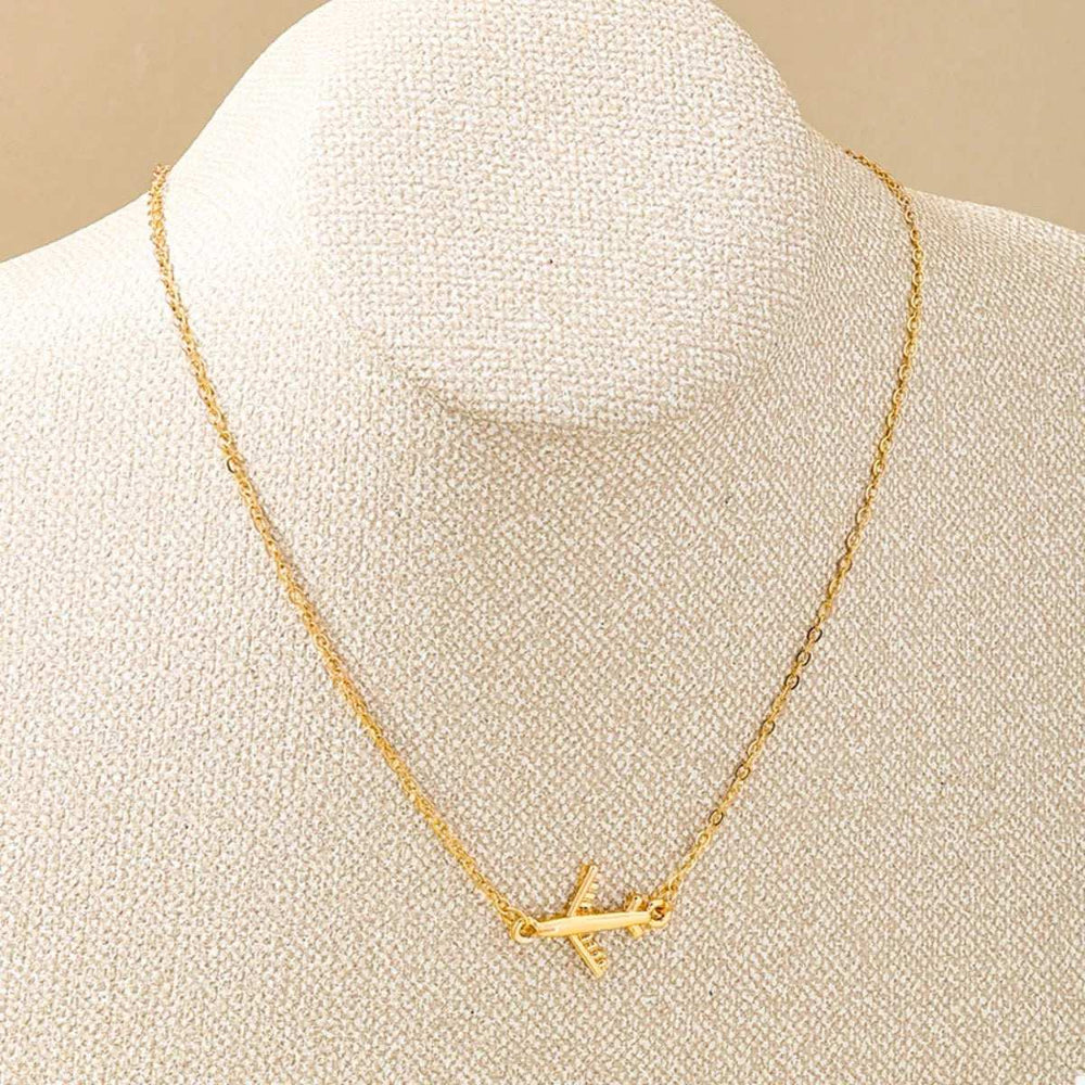 18K Gold-Plated Airplane Necklace - Trendsi - Flyclothing LLC