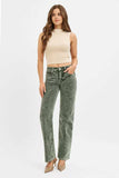 RISEN Tummy Control Mid Rise Straight Leg Corduroy Pants - Trendsi - Flyclothing LLC
