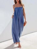 Spaghetti Strap Wide Leg Denim Jumpsuit - Trendsi - Flyclothing LLC