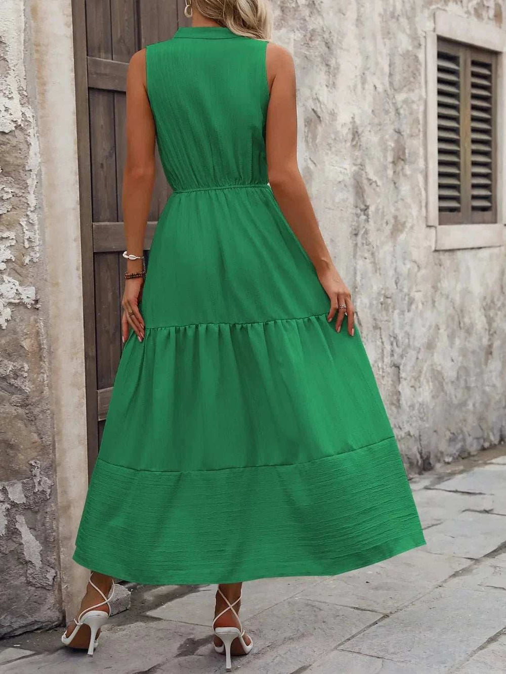 Notched Sleeveless Maxi Tank Dress - Trendsi - Flyclothing LLC