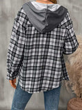 Plaid Long Sleeve Hooded Jacket - Trendsi - Flyclothing LLC