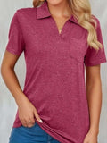 Johnny Collar Short Sleeve Top - Trendsi - Flyclothing LLC
