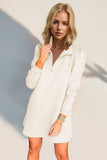 Double Take Textured Quarter Zip Long Sleeve Dress - Trendsi - Flyclothing LLC