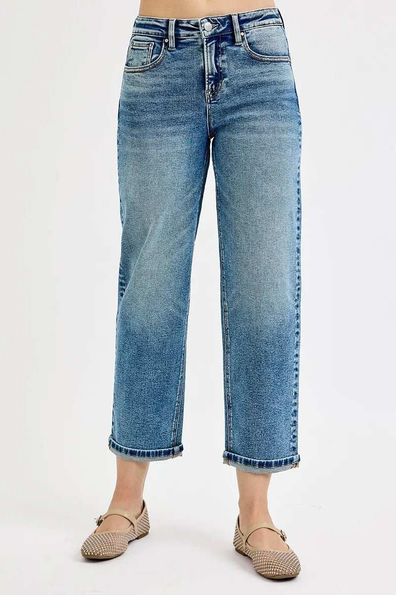 RISEN Full Size High Rise Crop Boyfriend Jeans Plus Size - Trendsi - Flyclothing LLC