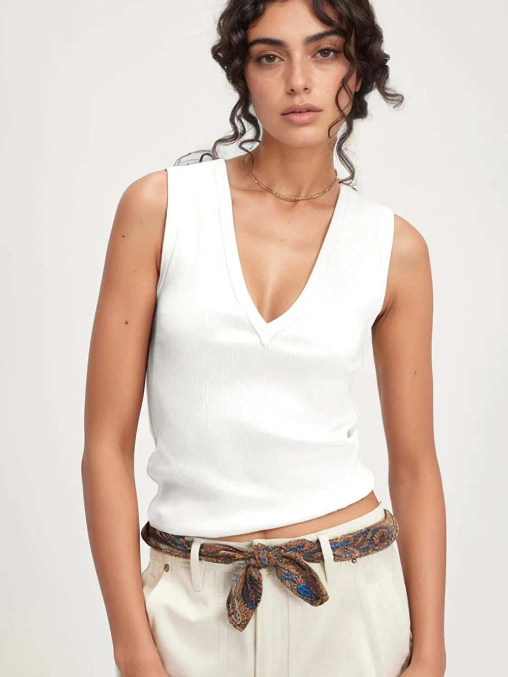 Solid V-Neck Tank - Trendsi - Flyclothing LLC