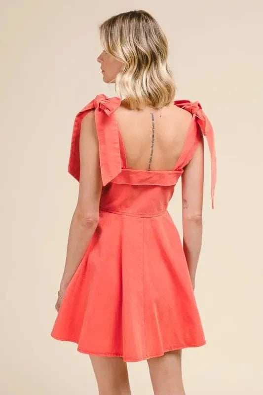 SO ME Fit and Flare Washed Gameday Dress - Trendsi - Flyclothing LLC