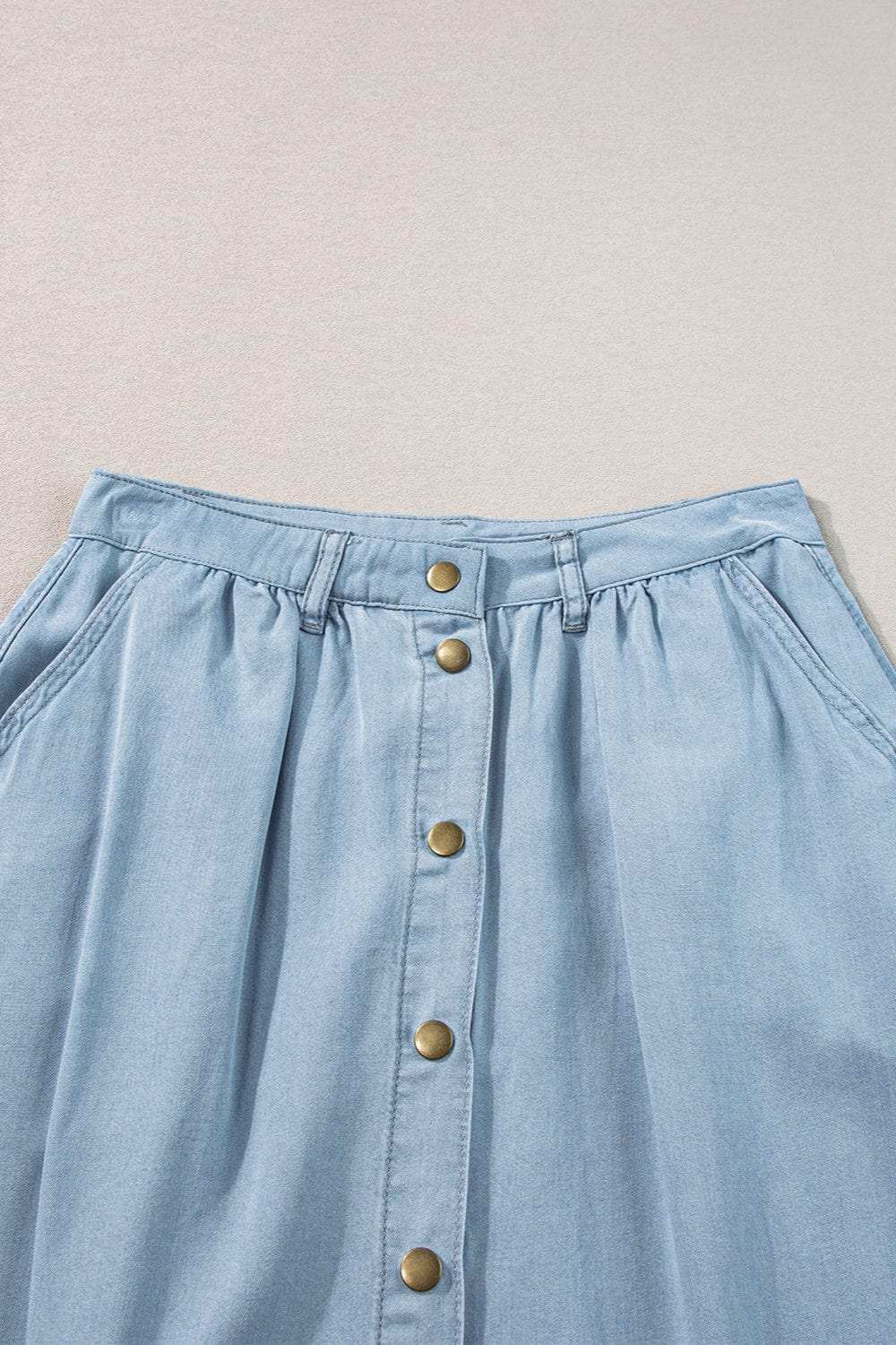 Snap Down High Waist Denim Skirt - Trendsi - Flyclothing LLC