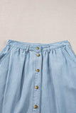 Snap Down High Waist Denim Skirt - Trendsi - Flyclothing LLC