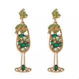 Champagne Glass Rhinestone Dangle Earrings - Trendsi - Flyclothing LLC