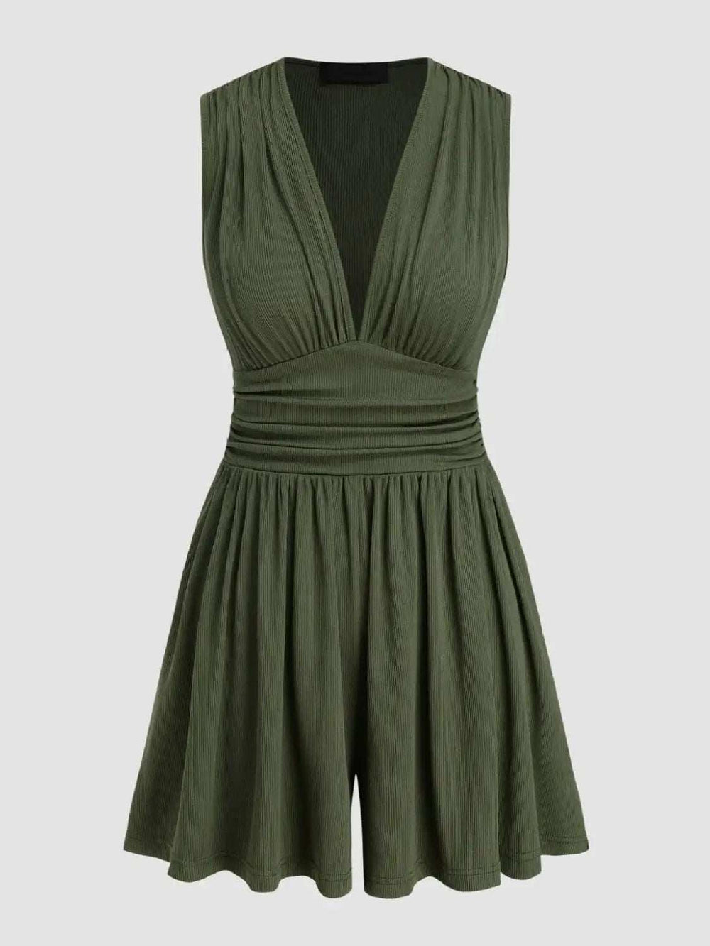Ruched Plunge Sleeveless Romper - Trendsi - Flyclothing LLC