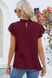 Ruffled Round Neck Cap Sleeve Blouse - Trendsi - Flyclothing LLC