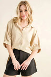 And The Why Oversized Linen Button Down Shirts Top - Trendsi - Flyclothing LLC