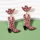 Rhinestone Cowboy Boot Dangle Earrings - Trendsi - Flyclothing LLC
