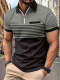 Men's Full Size Collared Neck Contrast Polo Plus Size - Trendsi - Flyclothing LLC