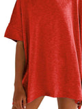 Oversized Round Neck Drop-Shoulder T-Shirt - Trendsi - Flyclothing LLC