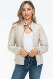 Snobbish PU Leather Biker Jacket with Side Zip Pockets - Trendsi - Flyclothing LLC
