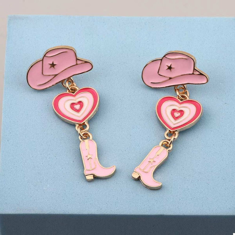 Cowgirl Boots Heart Dangle Earrings - Trendsi - Flyclothing LLC