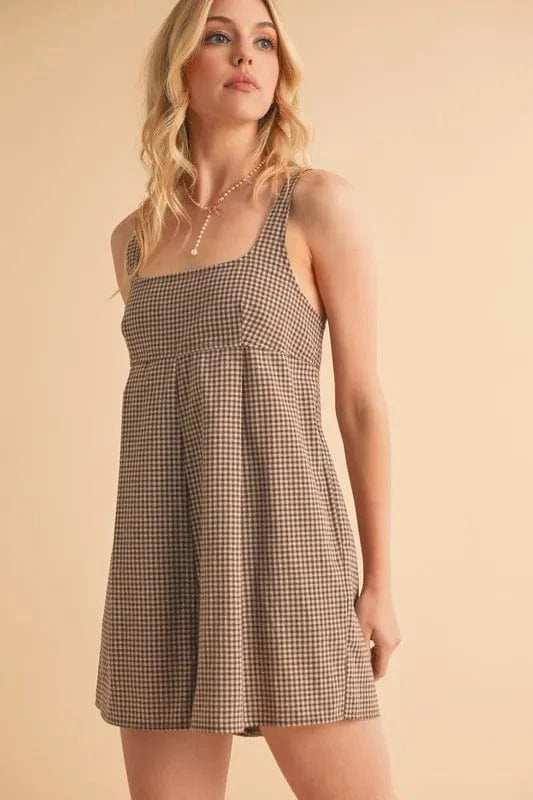 Aemi+Co Plaid Square Neck Romper - Trendsi - Flyclothing LLC