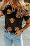Sequin Pumpkin Round Neck Short Sleeve T-Shirt - Trendsi - Flyclothing LLC
