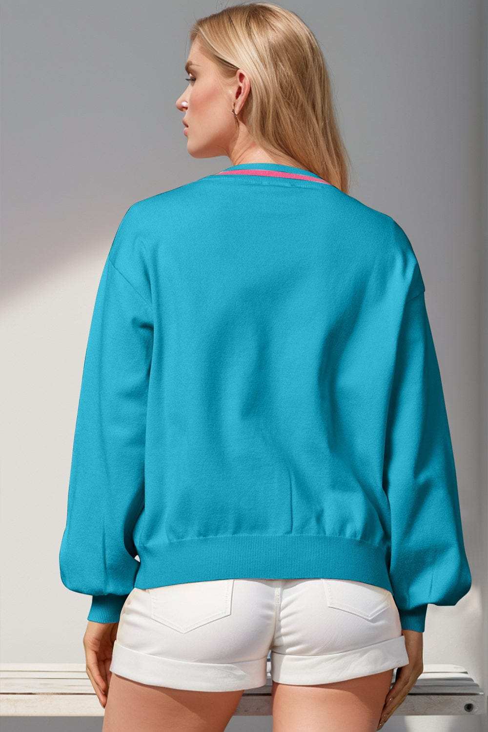 Double Take Full Size Nutcracker Sequin Bow Decor Cardigan - Trendsi - Flyclothing LLC