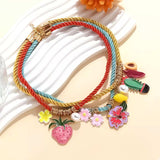 3 Piece Colorful Rope Charm Necklace - Trendsi - Flyclothing LLC