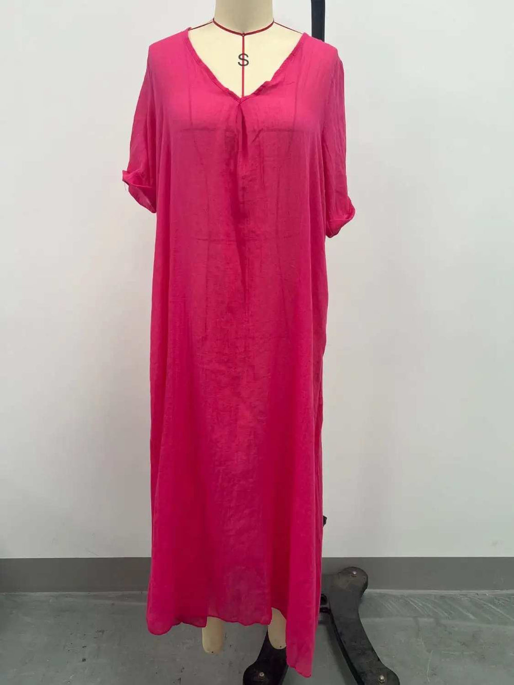 Full Size V-Neck Short Sleeve Midi Dress Plus Size - Trendsi - Flyclothing LLC