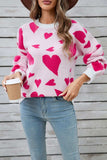 Angel Wings Heart Contrast Round Neck Long Sleeve Sweater - Trendsi - Flyclothing LLC