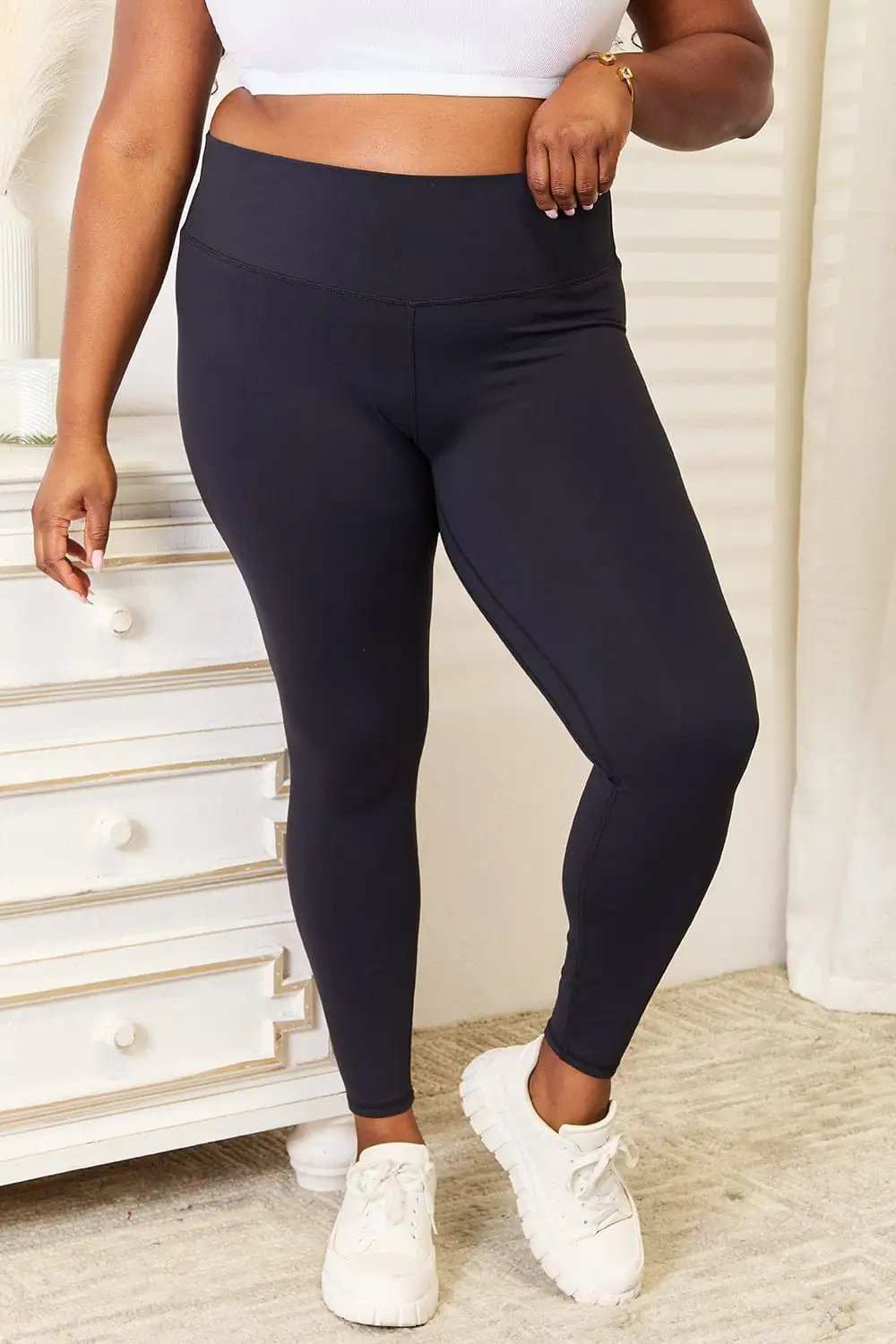 Double Take Wide Waistband Sports Leggings - Trendsi - Flyclothing LLC
