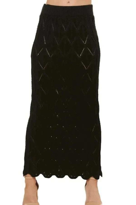 ADORA Scallop Trim Detail Knit Skirt - Trendsi - Flyclothing LLC