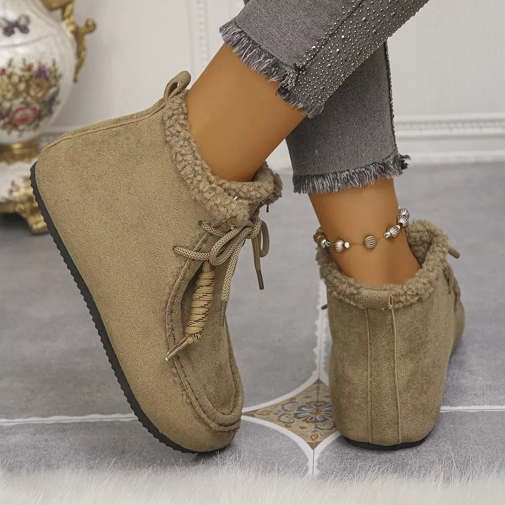 Plush Lined Ankle Boots - Trendsi - Flyclothing LLC