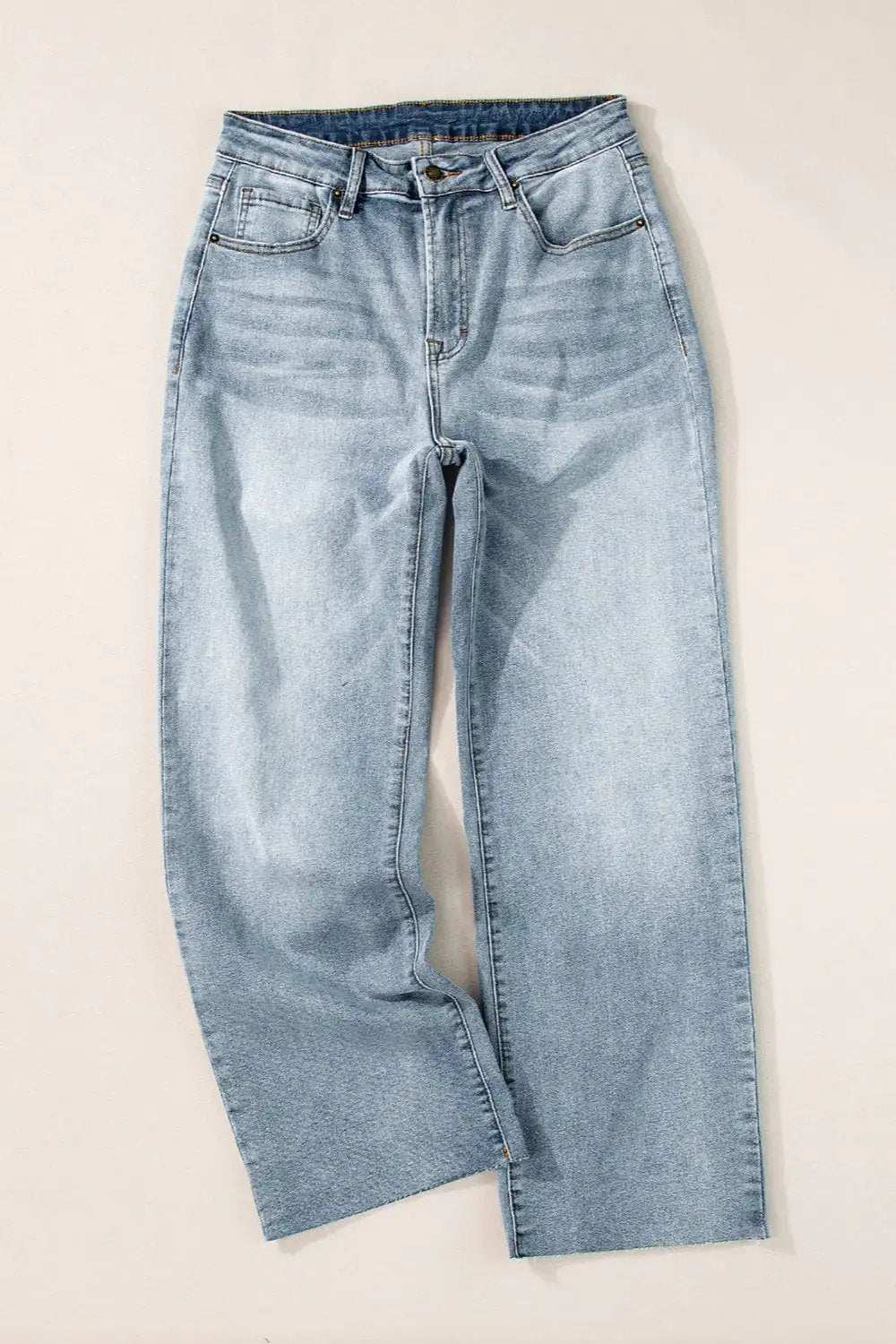 High Waist Straight Jeans with Pockets - Trendsi - Flyclothing LLC