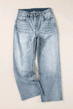 High Waist Straight Jeans with Pockets - Trendsi - Flyclothing LLC