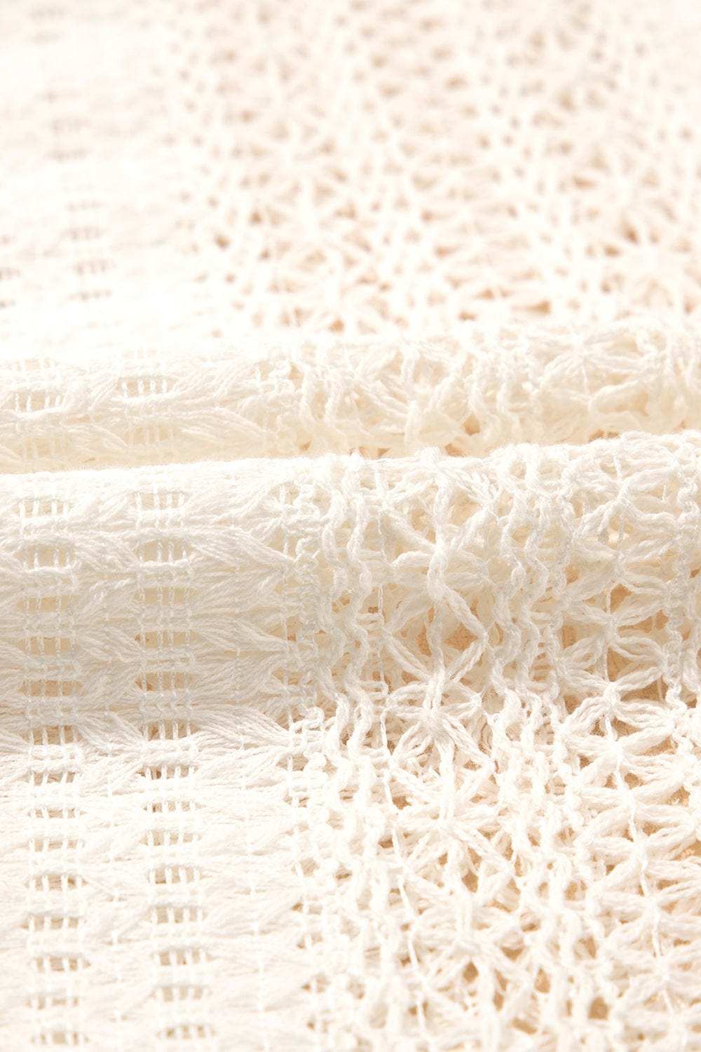 Lace Crochet Collared Neck Oversized Shirt - Trendsi - Flyclothing LLC