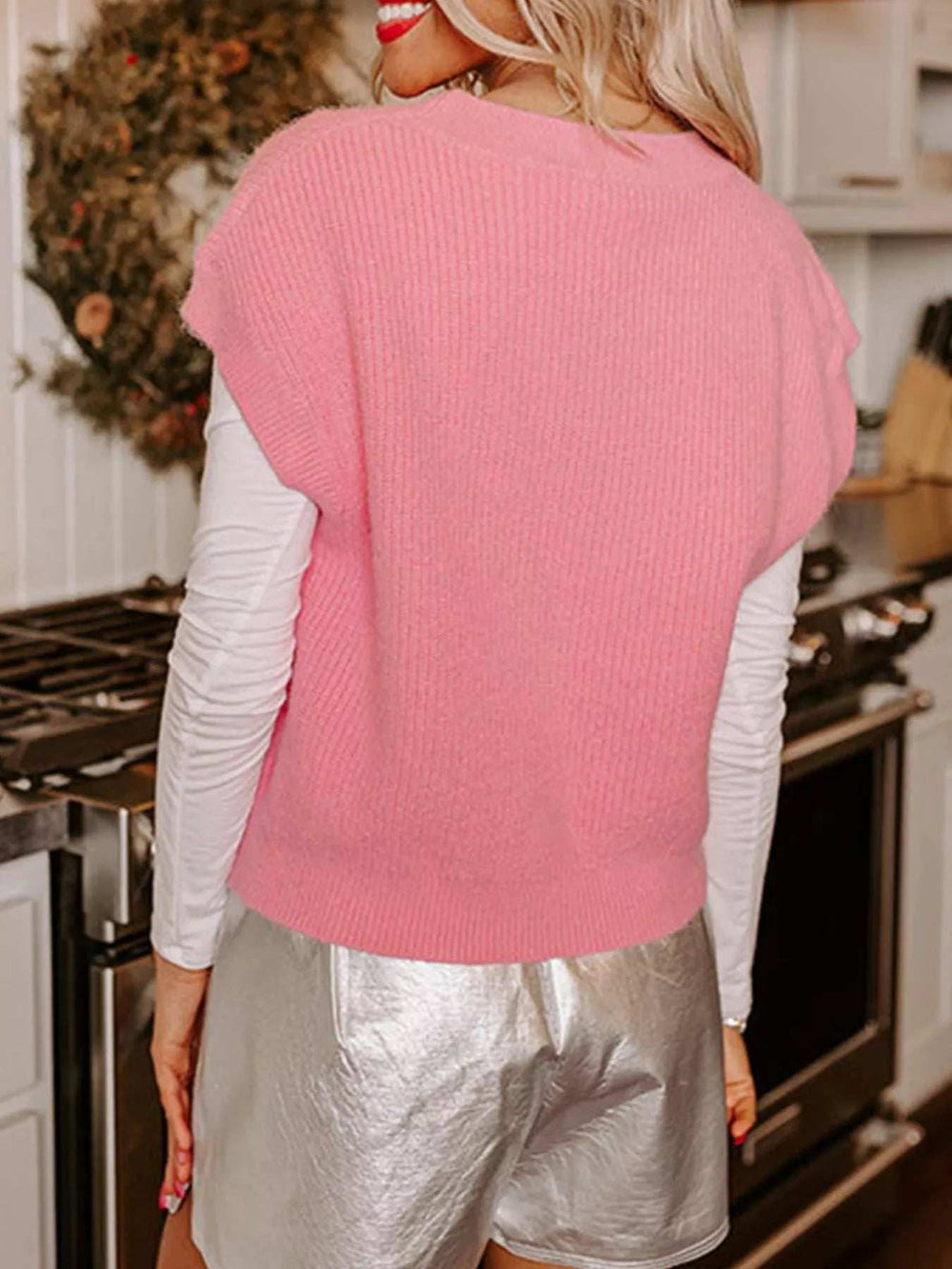 Nutcracker Sequin Short Sleeve Sweater Vest - Trendsi - Flyclothing LLC