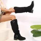 Buckle Accent Slouch Boots - Trendsi - Flyclothing LLC
