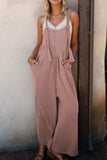 Corded Adjustable Straps Wide Leg Loose Overalls - Trendsi - Flyclothing LLC
