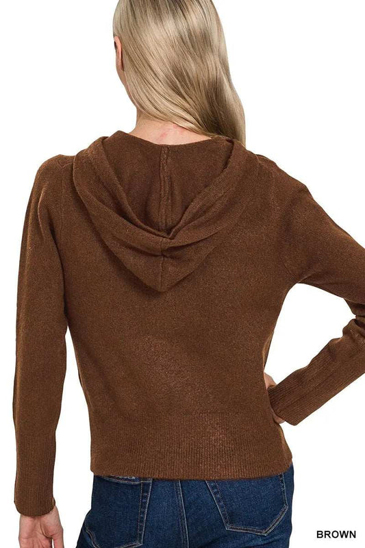 Zenana Drawstring Zip Up Hooded Cardigan - Trendsi - Flyclothing LLC