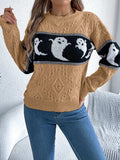 Ghost Round Neck Long Sleeve Sweater - Trendsi - Flyclothing LLC