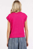 Mittoshop Contrast Letter Round Neck Cap Sleeve Knit Top - Trendsi - Flyclothing LLC
